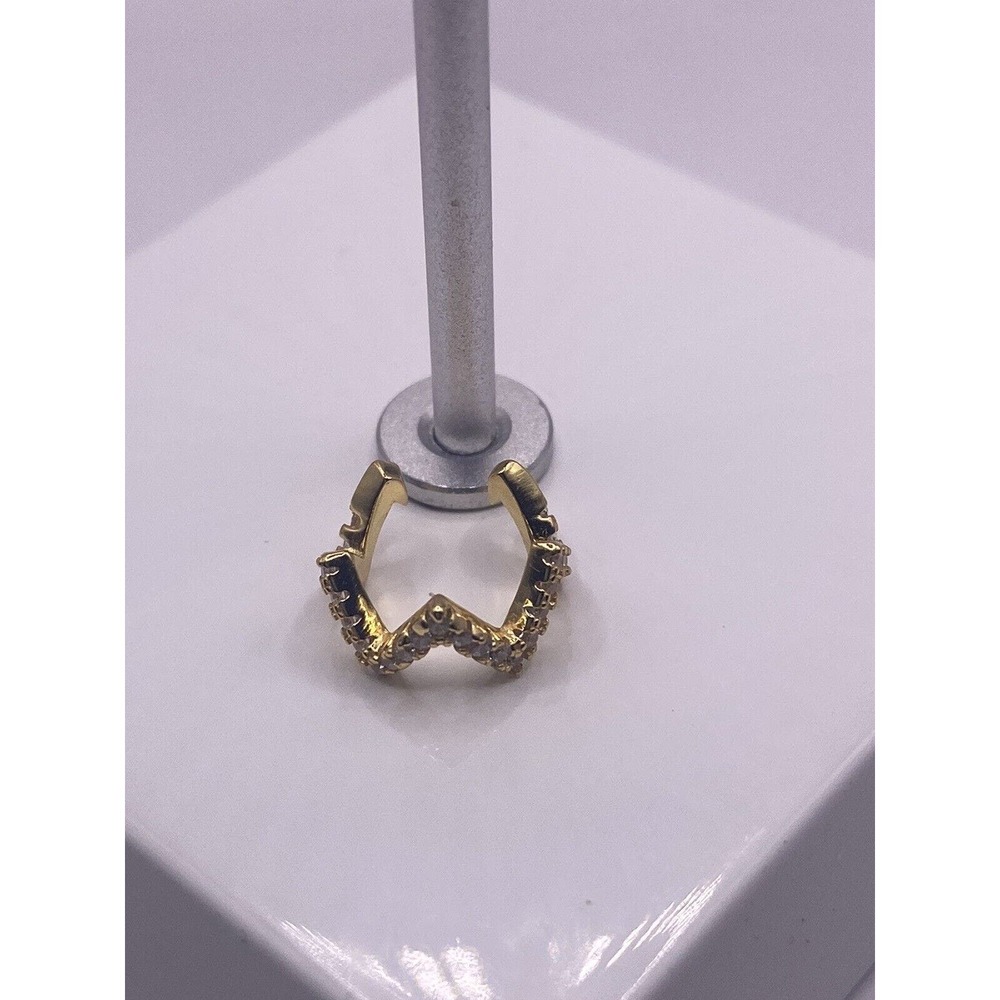 Wavy Gold Plated Clip Earring With CZ